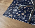 Scandinavian Winter Chair Mat, Blue Computer Mat, Beige Chair Pad Comfort, Floral PVC Splat Mat